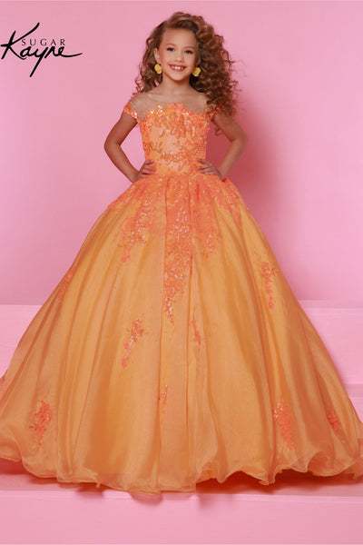 Sugar Kayne Sequin Mesh Organza Gown – Perfect for Pageants