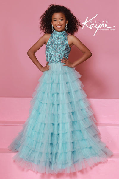 Sugar Kayne Pink Ruffle Pageant Dress for Girls