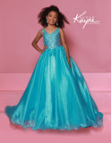 Sugar Kayne Crystal Pageant Gown in Aqua, Lilac & White