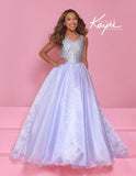 Sugar Kayne Crystal Pageant Gown in Aqua, Lilac & White