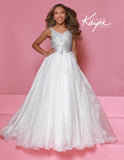 Sugar Kayne Crystal Pageant Gown in Aqua, Lilac & White