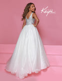 Sugar Kayne Crystal Pageant Gown in Aqua, Lilac & White