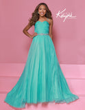 Sugar Kayne Pleated Pageant Ball Gown – Aqua, Canary, White