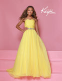 Sugar Kayne Pleated Pageant Ball Gown – Aqua, Canary, White