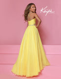 Sugar Kayne Pleated Pageant Ball Gown – Aqua, Canary, White