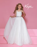 Sugar Kayne Pleated Pageant Ball Gown – Aqua, Canary, White