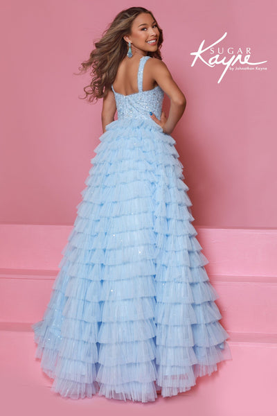 Sugar Kayne Ice Blue Tiered Tulle Girls Pageant Dress