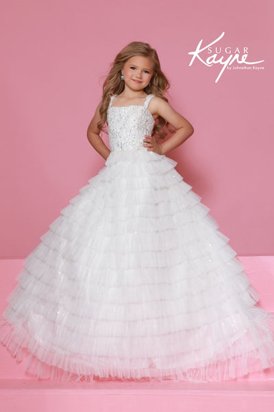 Sugar Kayne Ice Blue Tiered Tulle Girls Pageant Dress