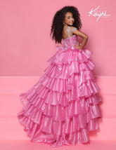 Sugar Kayne Tiered Organza Pageant Ball Gown