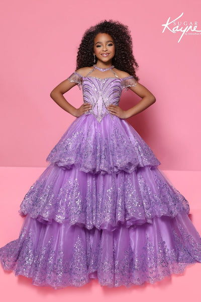 Sugar Kayne Couture Tiered Pageant Ball Gown