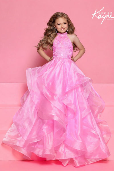 Sugar Kayne Girls Ruffle Pageant Dress with Organza Skirt