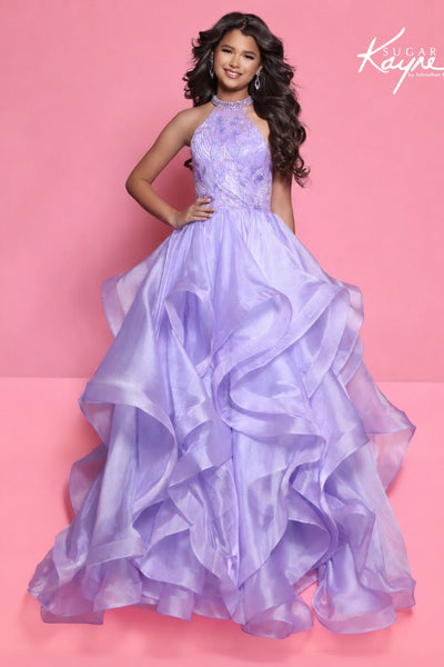 Sugar Kayne Girls Ruffle Pageant Dress with Organza Skirt