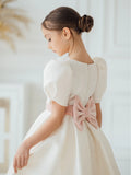 Victoria Flower Girl Birthday Satin Dress - Short Formalwear