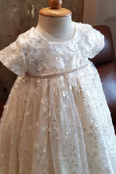 Custom Handmade Beaded Lace Baptism Gown Baby Christening Gown