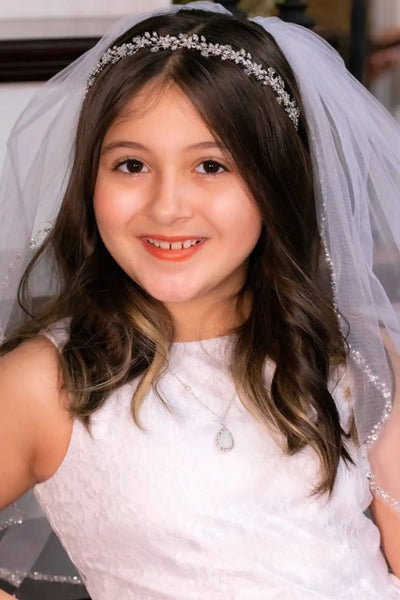 The Malia Girls Hand Made 1st Communion Veil With Pearls