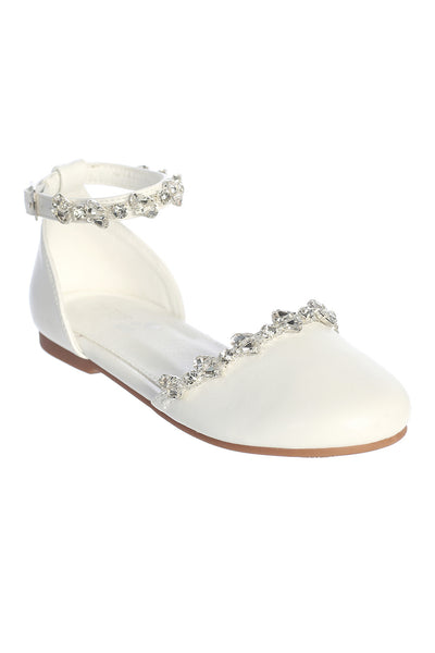 Girls White Crystal Flat – Communion & Flower Girl Shoe