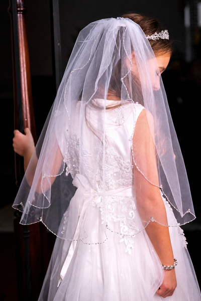Girls Crystal Tiara & Veil Set Communion Headpiece