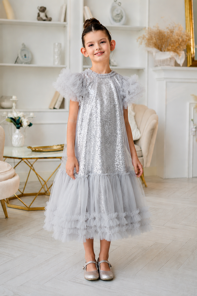 Isolde Blush Sequin Gown | Couture Girls Party Dress