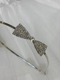 Silver Rhinestone Bow Headband for Girls