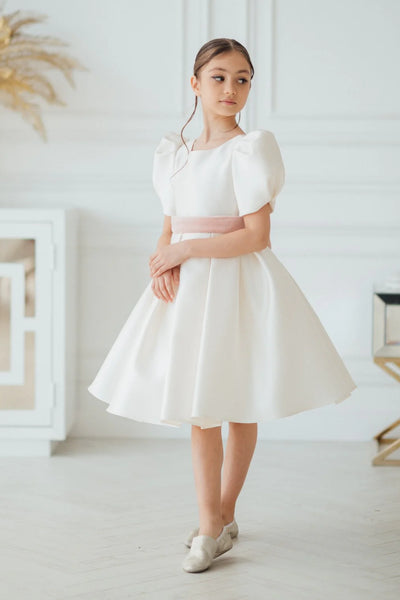 Victoria Flower Girl Birthday Satin Dress - Short Formalwear