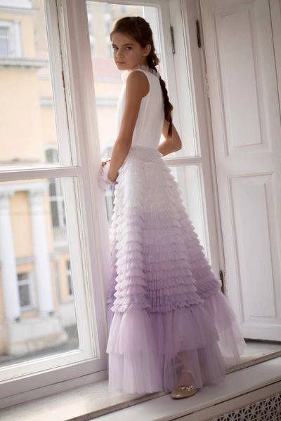 Justine Girls Couture Ruffled Tulle Gown - Special Occasion Dress