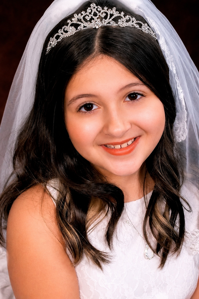 Girls Crystal Communion Tiara with Veil Headpiece