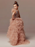 Autumn Girls Couture High Lo Pageant Flower Girl Dress - Luxury Children's Formal Wear