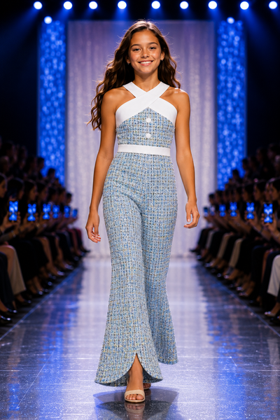 Girls Tweed Pageant Interview Jumpsuit | Signature Designer