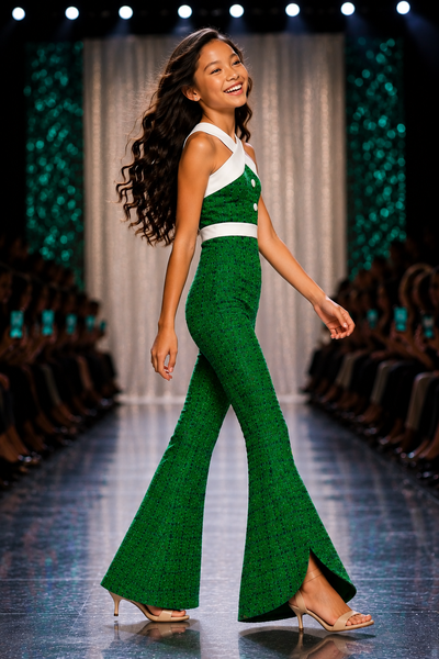 Girls Tweed Pageant Interview Jumpsuit | Signature Designer