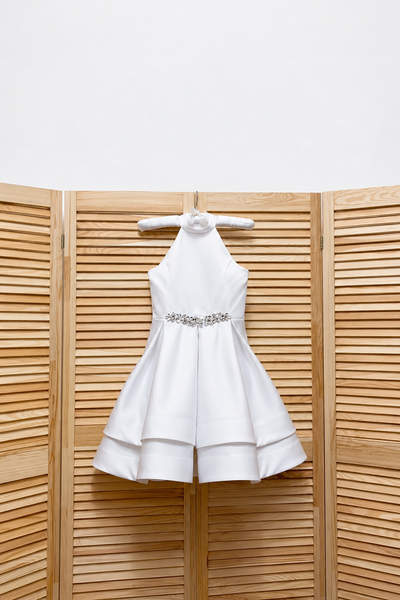 Girls Satin Pageant Dress With Crystals And Bow