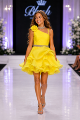 Girls Yellow Organza Pageant Dress Flower Detail