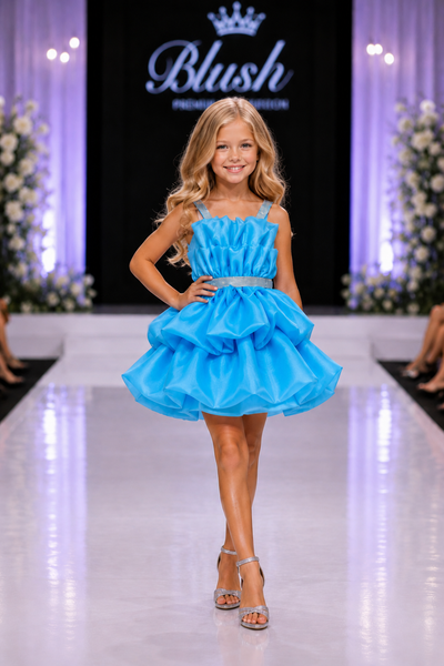 Girls Pageant Dress Organza Tiered Ruffle Skirt