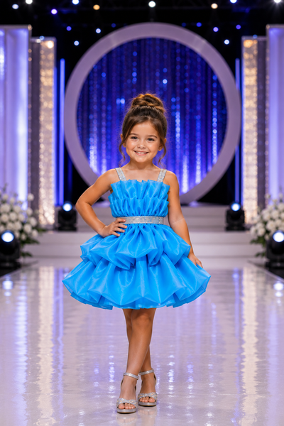 Girls Pageant Dress Organza Tiered Ruffle Skirt