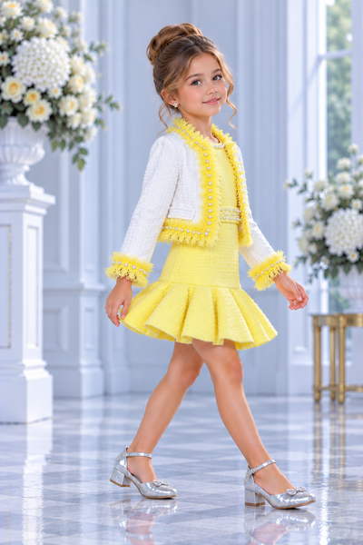 Girls Tweed Pageant Dress & Jacket Set | Signature Designer