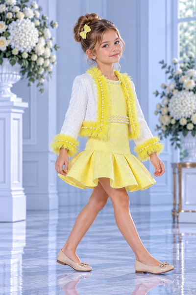 Girls Tweed Pageant Dress & Jacket Set | Signature Designer