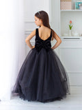 Malia Girls Velvet and Tulle Flower Girl Pageant Gown - Elegant Formal Dress