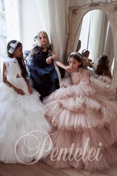 Pentelei Couture - Arabelle Layered Tulle Couture Gown for Girls