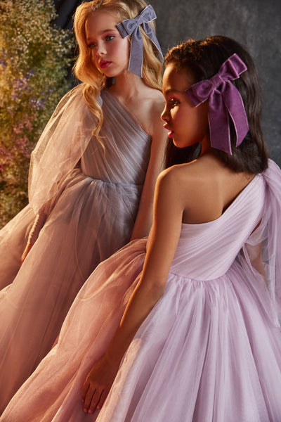 Pentelei Couture Wedding Flower Girl One Shoulder Pageant Gown