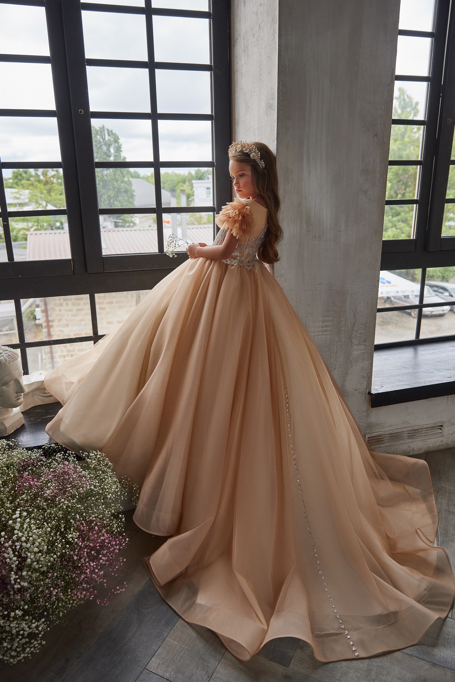 Pentelei Couture Flower Girl Special Occasion Pageant Party Communion Gown