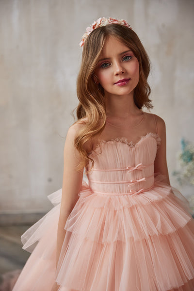 Pentilei Couture Flower Girl Chiffon Tulle Party Pageant Special Occasion Gown
