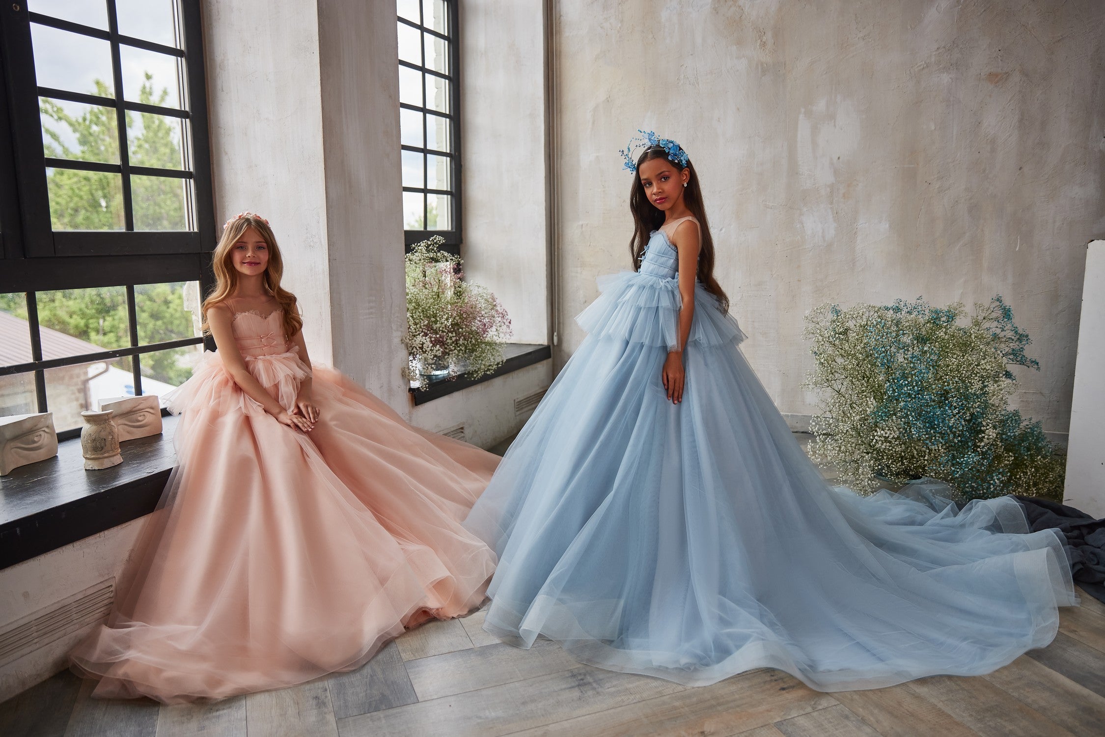 Pentilei Couture Flower Girl Chiffon Tulle Party Pageant Special Occasion Gown