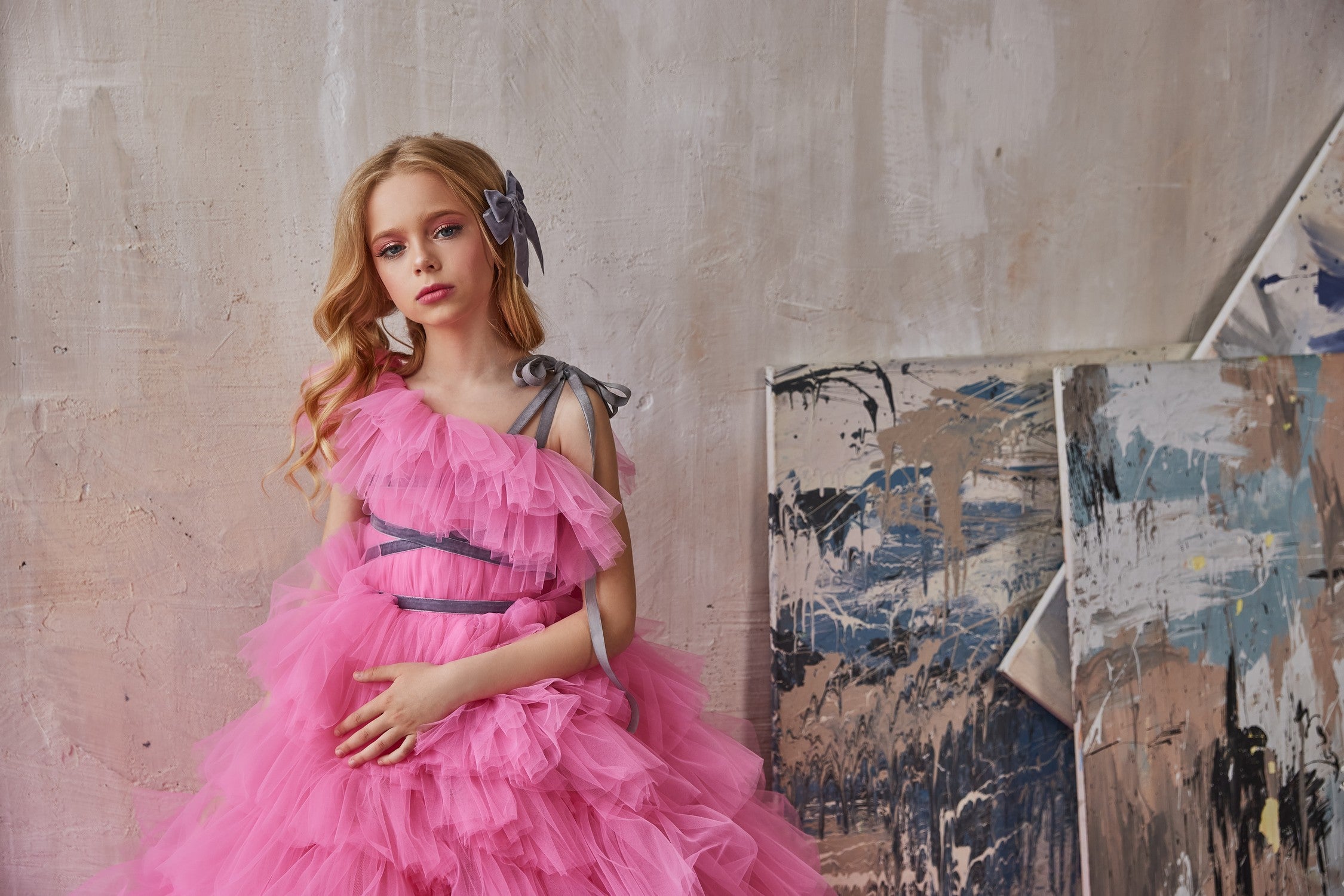 Pentelei Couture Fairytale Pageant Party Flower Girl Floor Length Dress