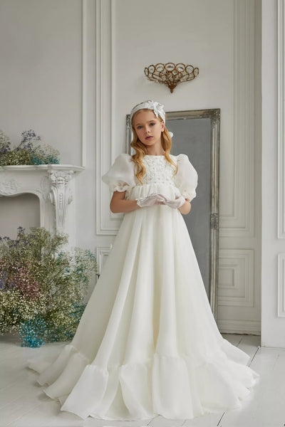 Pentelei Couture Puff Sleeve Communion Gown