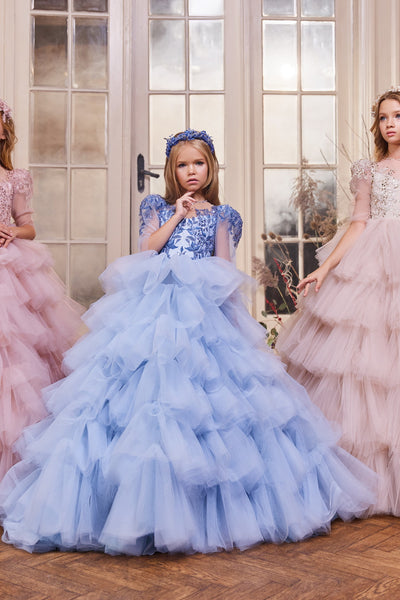 Pentelei Couture Belle Of The Ball Ruffle Tulle Embroidered Pageant Gown