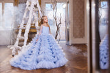 Girls Dress Pentelei Couture Ruffled Tulle Princess Pageant Party Gown