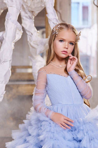 Girls Dress Pentelei Couture Ruffled Tulle Princess Pageant Party Gown