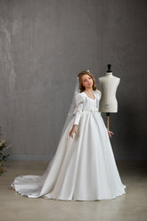 Girls First Communion Satin Special Occasion Floor Length Dress
