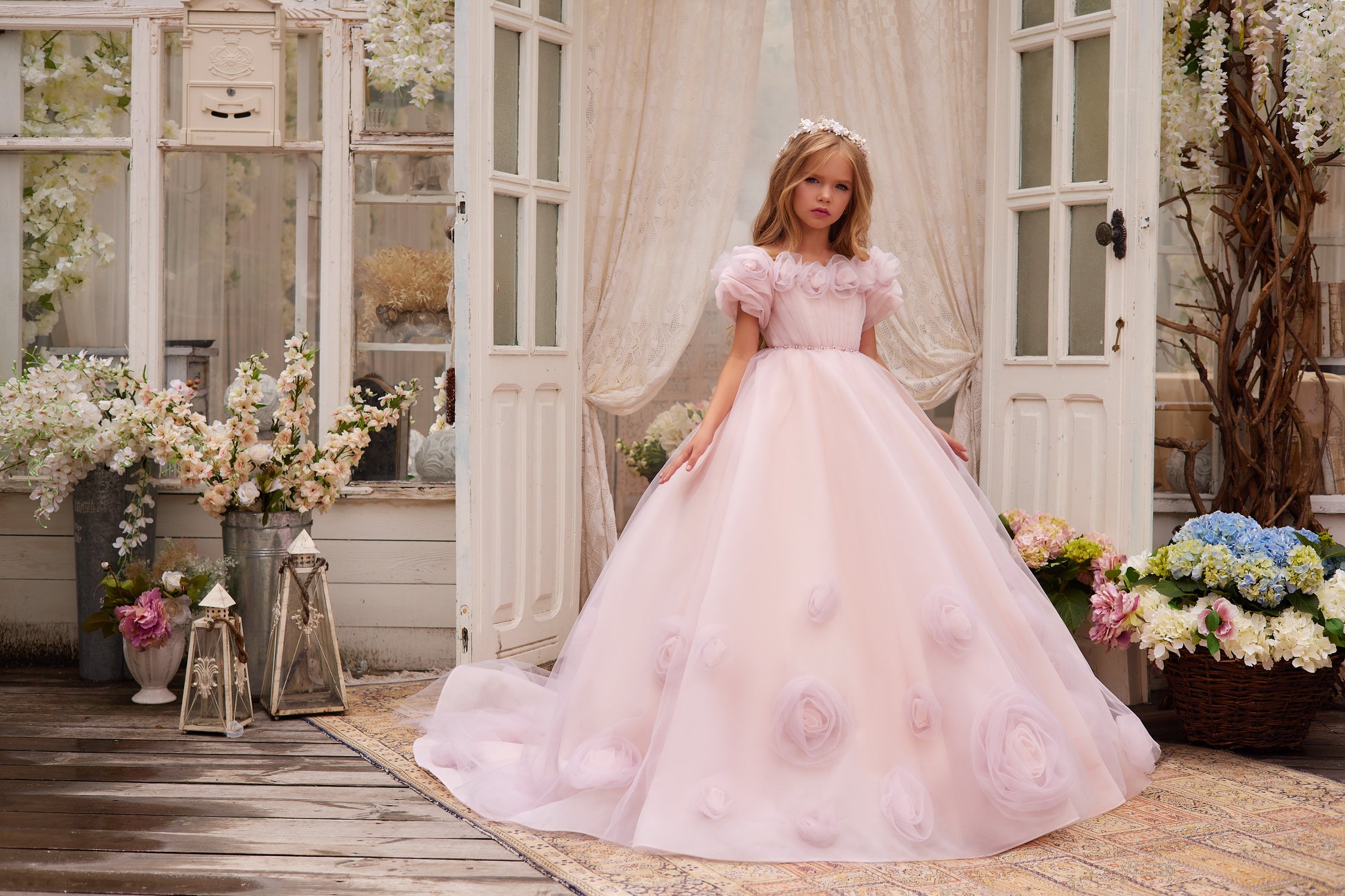 Pentelei Couture Girls Wedding Flower Girl Special Occasion Party Dress