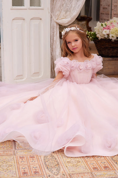 Pentelei Couture Girls Wedding Flower Girl Special Occasion Party Dress