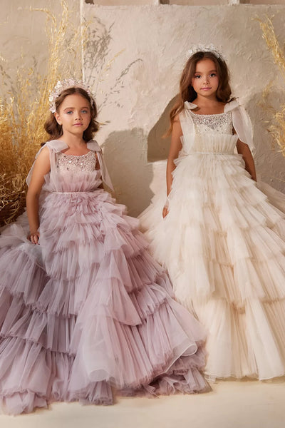Pentelei Couture 3621 | Girls Ruffled Tulle Pageant Gown